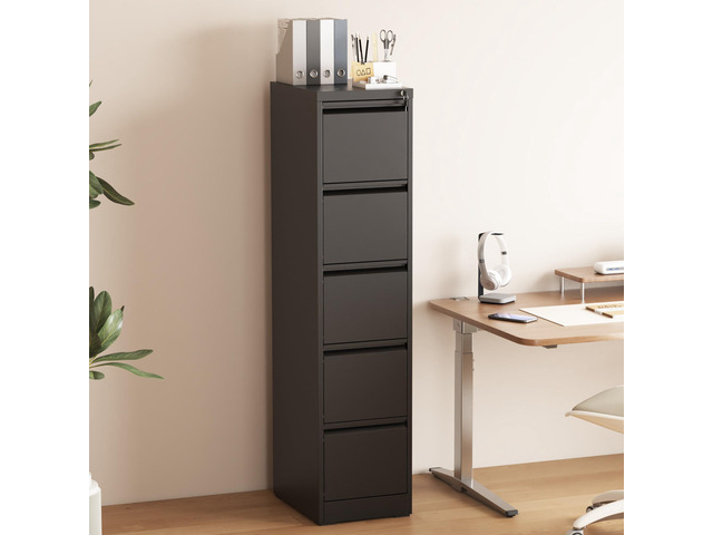 5 Drawer File Cabinet with Lock, Vertical Filing Cabinets for Home Office, Metal Storage Cabinets, Heavy Duty File Cabinet for Letter/Legal/A4/F4...