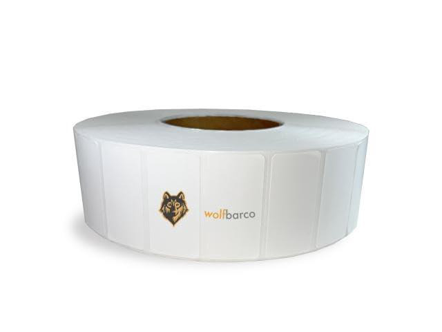 Direct Thermal Paper Label/IndustrialGrade 2'X1', Perforated, 3' Core, 8' OD, 5500 Labels/Roll (8 Rolls/Box) - White