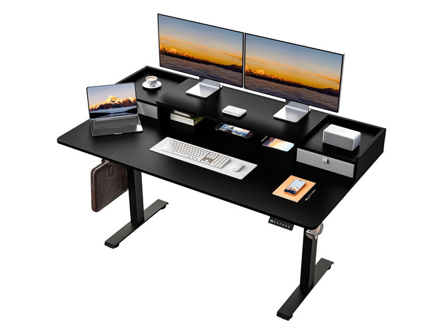 63 x 30 Inch Electric Standing Desk with 2 Drawers, Adjustable Height Widened Stand Up Desk with Storage, Sit to Stand Ergonomic Workstation for...