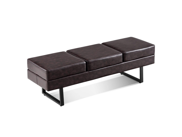 Waiting Room Chairs, Heavy Duty Office Guest Reception Bench, Faux Leather Upholstered Lobby Chairs for Salon, Conference Room 7008 (Brown)
