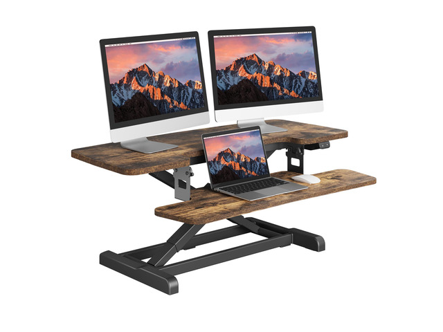 Standing Desk Converter with Electric Motor 40' Height Adjustable Riser for Office Home,Dual Monitor and Laptop Workstation with Large Keyboard...