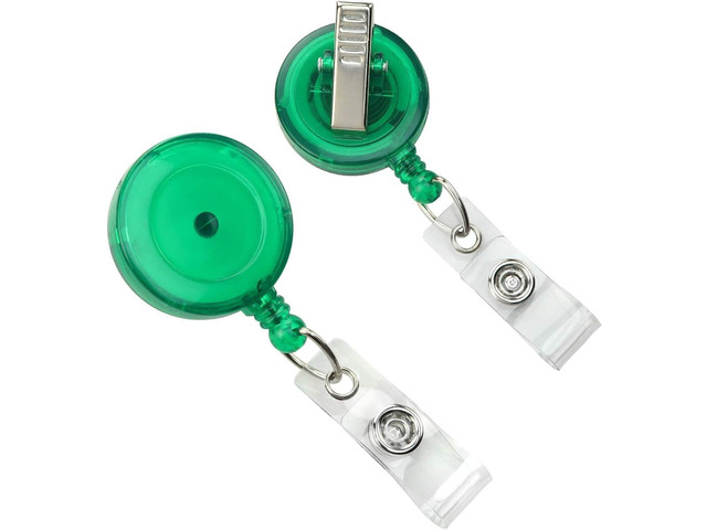 Bulk 25 Pack - Green Translucent Retractable ID Badge Reels with Alligator Swivel Clip - Bulk Badge Holder Blanks with Swivel Clips for Nurses,...