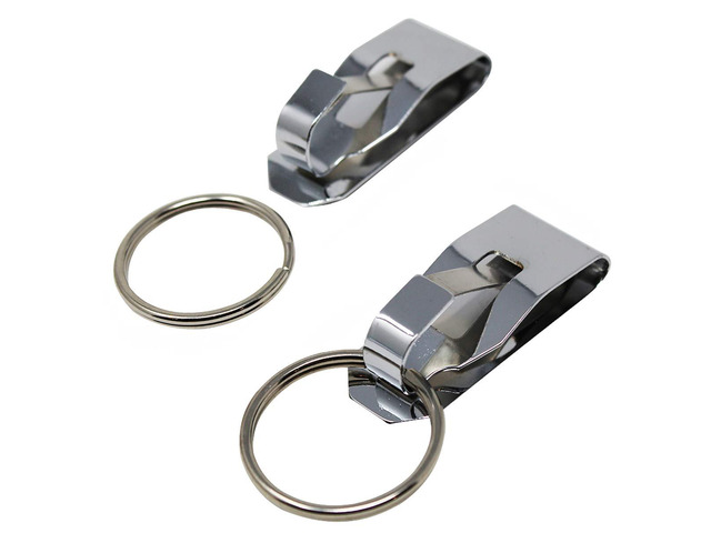 Secure Belt Clip Key Holder with Metal Hook & Heavy Duty 1 1/4 Inch Keychain Ring - Metal Key Chain Keeper for ID Badge/Key