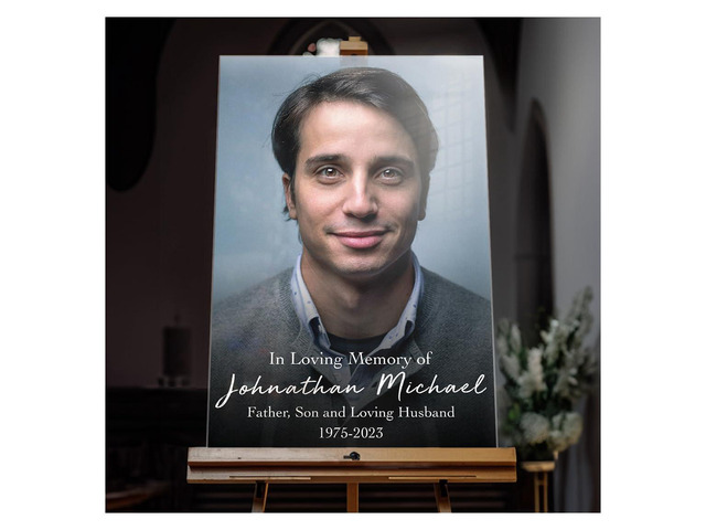 Custom Funeral Sign - Photo In Loving Memory Sign - Personalized Funeral Reception Signs - Celebration Of Life Funeral Photo Sign