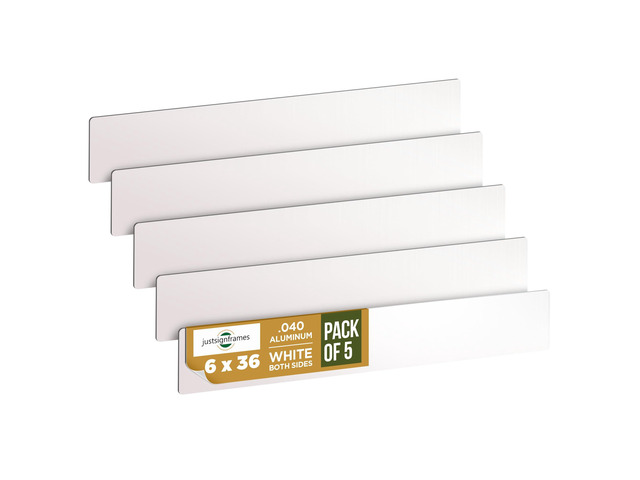 Aluminum Sheet Blanks for Custom Signs, 6 x 36 x.040 in, White, 5 Packs Double-Sided, Weatherproof, Yard & Garage Sale Use, Sublimation Metal...