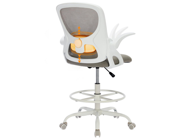 Drafting Chair with Arms, Tall Office Chair for Standing Desks Ergonomic lumbar pad, breathable mesh and foot ring support forward-leaning...