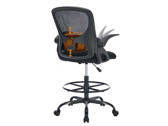 Drafting Chair with Arms, Tall Office Chair for Standing Desks Ergonomic lumbar pad, breathable mesh and foot ring support forward-leaning...