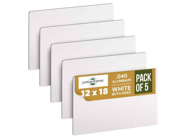 Aluminum Sheet Blanks for Custom Signs, 12 x 18 x.040 in, White, 5 Packs Double-Sided, Weatherproof, Yard & Garage Sale Use, Sublimation Metal...
