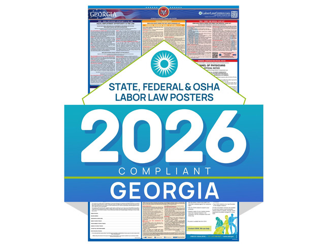 Labor Law Poster Georgia 2026, State, Federal Workplace Notices 26 x 39.5 Georgia State Federal Workplace Notices With OSHA, EEOC, FMLA, Minimum...