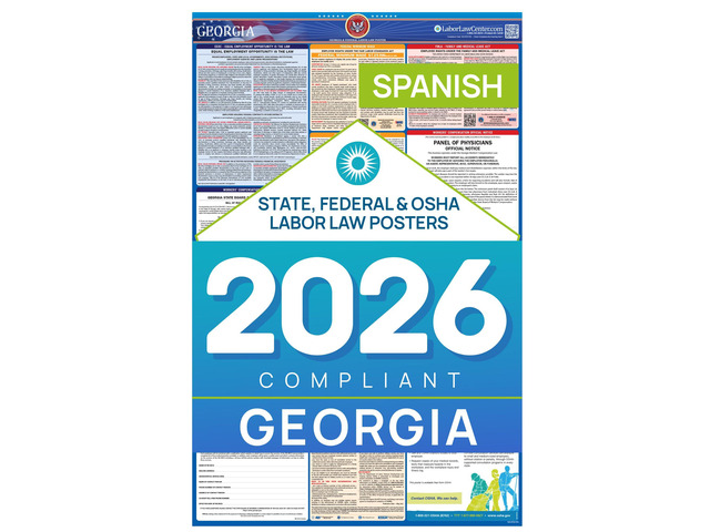 Labor Law Poster Georgia 2026, Spanish, State, Federal Notices 26 x 39.5 Georgia State Federal Workplace Notices With OSHA, EEOC, FMLA, Minimum...