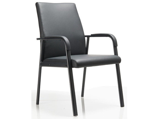 Office Guest Reception Desk Chair No Wheels 600 lbs Capacity Modern High Back Black Leather Reception Guest Conference Waiting Room Chairs with...