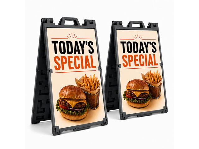 A Frame Sidewalk Board Signs for Outdoor Advertising, 24'x36' Double Sided Heavy Duty Portable Folding Sign Boards with Fillable Base for...