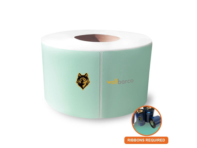 Thermal Transfer Paper Label/IndustrialGrade 4' x 6', Perforated, 3' Core, 8' OD, 1000 Labels/Roll (4 Rolls/Box) - Green