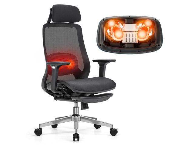 Massage Office Chair with Footrest, High Back Ergonomic Desk Chair with Adjustable Headrest, 3D Armrests, 2D Lumbar Heated Shiatsu Massage,...