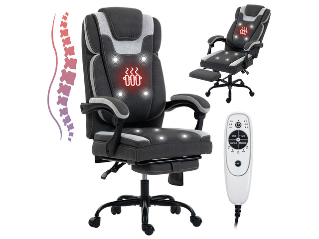 Massage Office Chair with Heat Reclining High Back Desk Chair Fabric massage office chair with lumbar heat, 8 vibration points, ergonomic...
