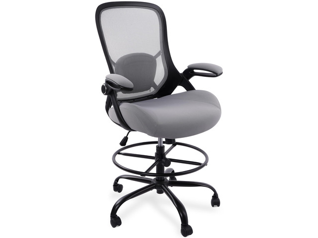 400lbs Heavy Duty Drafting Chair 5' Thickened Seat Office Chair with Flip-Up Armrests Tall Ergonomic Computer Chair with Lumbar Support and...