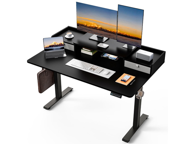 55 x 30 Inch Electric Standing Desk with 2 Drawers, Adjustable Height Widened Stand Up Desk with Storage, Sit to Stand Ergonomic Workstation for...