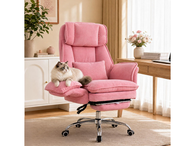Office Chair with Flip Armrests & Foot Rest,Criss Cross Legged Home Office Desk Chair with Pet Seat,Ergonomic Reclining Computer Gaming Chair,High...