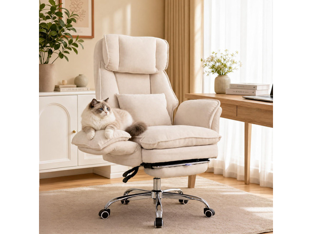 Office Chair with Flip Armrests & Foot Rest,Criss Cross Legged Home Office Desk Chair with Pet Seat,Ergonomic Reclining Computer Gaming Chair,High...
