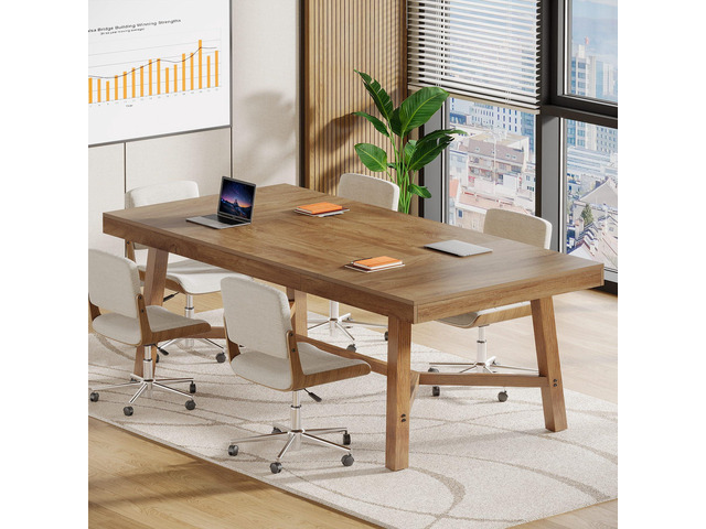 6 ft Conference Table for 6-8 People, 70.87-Inch Rectangle Meeting Seminar Table with Reinforced Metal Legs, Business Furniture Boardroom Desk for...