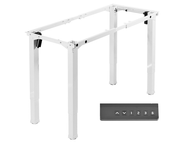 White 4-Leg Dual Motor Standing Desk Frame, DESK-E4W Electric, For Table Tops up to 84 x 43 inches and 220 lbs, Height Adjustable, Memory...