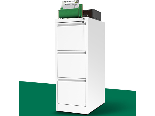 3 Drawer File Cabinet with Lock, Vertical File Cabinet with Lock, Locking File Cabinet Hanging Files for A4/ Legal/Letter,White