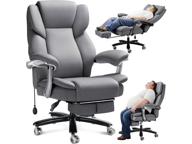 600lbs Big and Tall Office Chair for Heavy People,Heavy Duty Comfy Executive Office Desk Chair with Adjustable Lumbar Support,High Back Reclining...