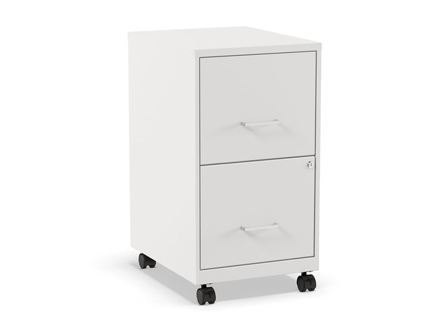 Mobile Pedestal File Cabinet, 2-Drawer, Letter/Legal, Locking Rolling storage for letter and legal documents in office settings