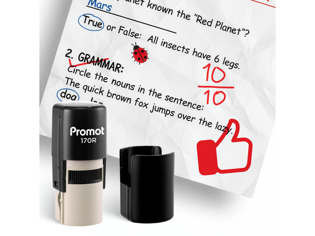Teacher Self-Inking Stamp, Round Rubber Stamp (Like Red) Encourages Student Engagement, Makes Grading Faster, Crisp & Consistent Impressions,...