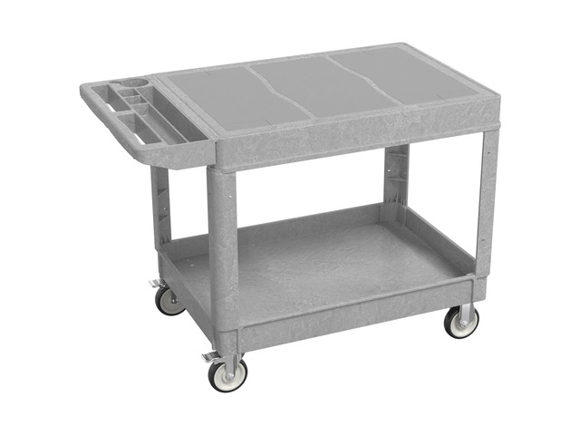 Large Garage Flat Top Utility Cart, Heavy Duty 2 Shelf Tool Cart Service Cart Rolling Push Carts with Ergonomic Handle 5' Swivel Casters