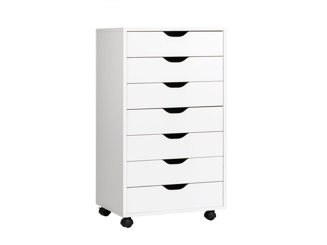 7 Drawers Filing Cabinet, Vertical File Cabinet with Wheels Mobile Under Desk Storage Cabinets, Ideal for Home Office, Study, Workspace