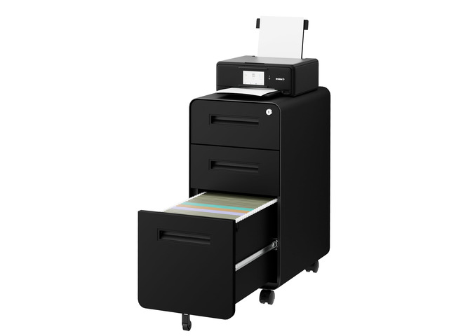 3 Drawer Slim Narrow Mobile File Cabinet with Lock and 4 Keys Metal Filing Cabinet for Home Office, Under Desk, Pre-Assembly, File Drawer,...