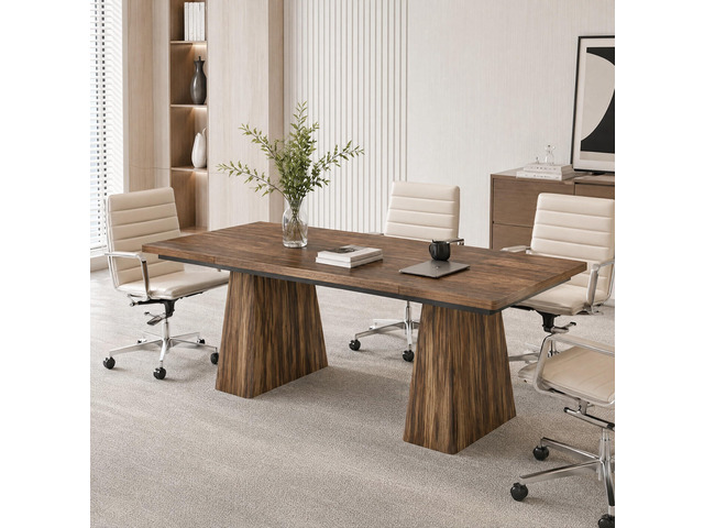 5FT Conference Table, Rectangular Meeting Table, Dark Brown Base for 4-6Heavy-Duty Conference Room Table for Office, 63' L x 31.10' W x 29.53' H
