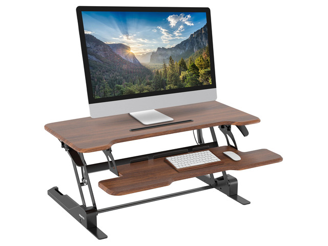 Large 38 Inch Standing Desk Converter, Sit Stand Desk Riser for Dual Monitors with Keyboard Tray, Height Adjustable Desktop Workstation, Easy Lift...