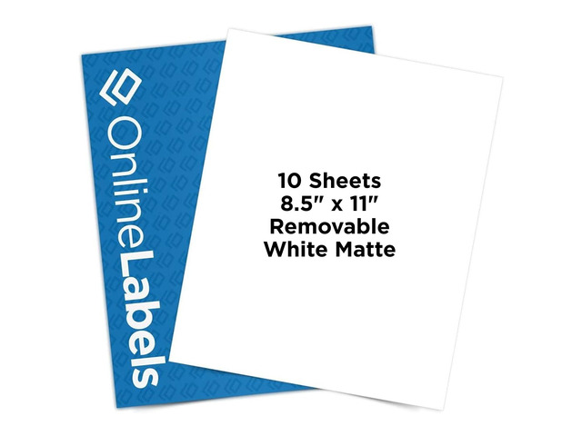 OnlineLabels 8.5' x 11' Removable Sticker Paper - White Matte - 100 Removable Adhesive, Blank Full Sheet Labels, Inkjet & Laser Compatible, Works...