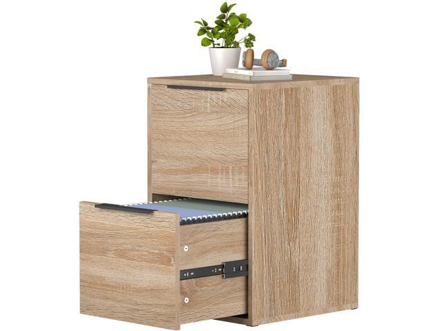 2 Drawer File Cabinet, Wood Filing Cabinet for Letter Size Filings, Under Desk Small Filing Cabinets for Home Office, Oak