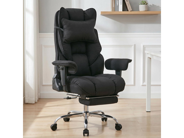 Big and Tall Office Chair 400lbs, Breathable Fabric Executive Desk Chair with Pocket Spring Cushion, 155° Reclining Computer Chair with Integrated...