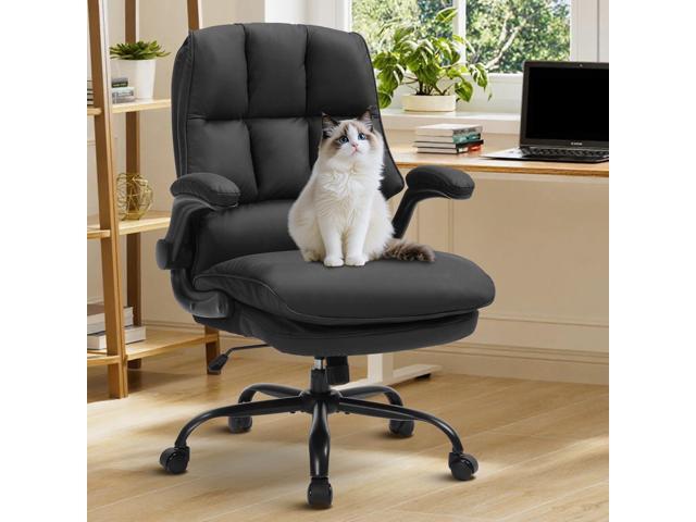 Comfy Office Chair Soft and Double Cushioned Ergonomic Computer Desk Chair Suitable for Long Hours Executive Office Chair with Flip-up Armrests...