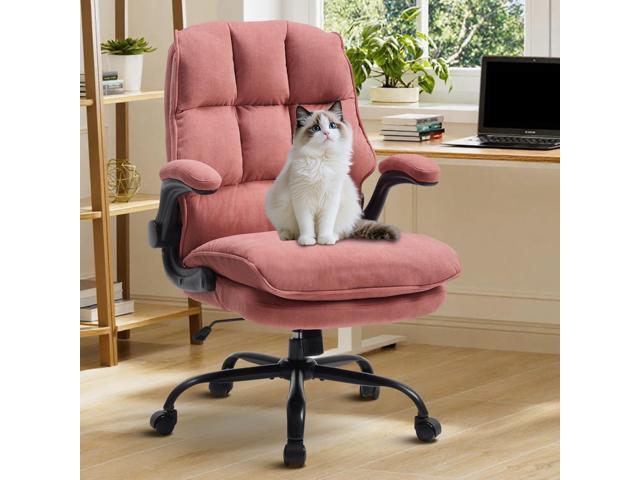 Comfy Office Chair Soft and Double Cushioned Ergonomic Computer Desk Chair Suitable for Long Hours Executive Office Chair with Flip-up Armrests...