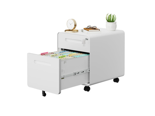 2 Drawer Mobile Low Profile File Cabinet with Lock and 4 Keys Metal Filing Cabinet for Home Office, Under Desk, Pre-Assembly, File Drawer,...