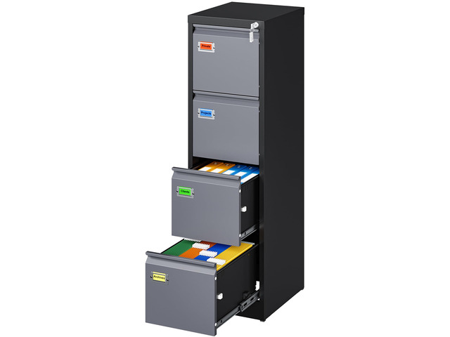 4 Drawer File Cabinet, Vertical Filing Cabinets with Lock, Metal File Cabinets for Home Office, Anti-Tip 4 Storage Drawers for Letter/Legal/A4/F4...