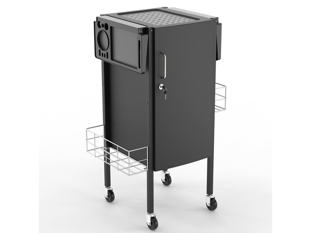 Upgraded Lockable 5-Tray Metal Salon Cart with 2 Holders & Baskets Space-saving rolling beauty trolley for multi-purpose storage for professional...