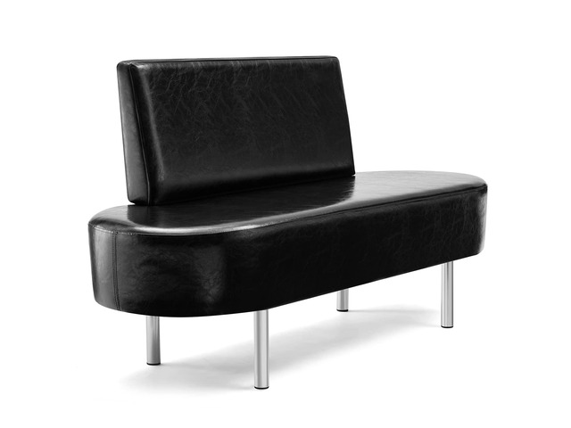 Waiting Room Bench Seating,Salon Reception Bench Office Chair with Backrest, 59.1'' Heavy Duty Guest Lobby Chair for Beauty Barber Furniture, Black