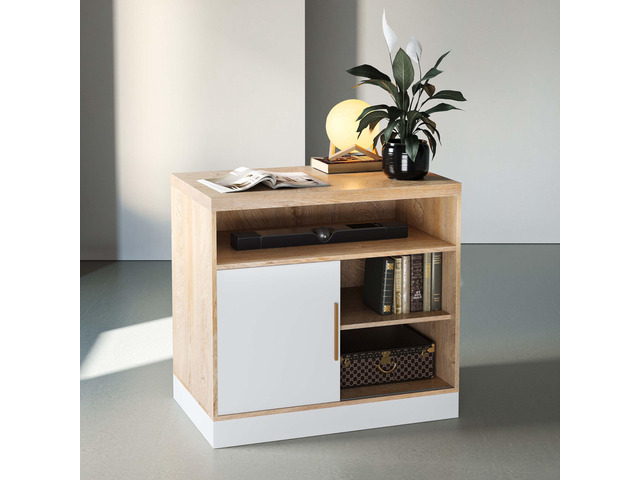 Wood Accent Storage Cabinet with Shelves and Sliding Door Floor Standing Storage Cabinet for Home Office, Tool, Arts, Craft, Supply, 31'W × 20'D...