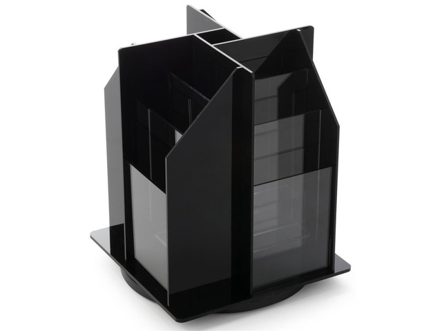 Rotating Brochure Holder for 4x9 Inch Trifolds and Rack Cards 12 Pocket Tiered Spinning Countertop Display with Black Sides and Clear Acrylic Front...