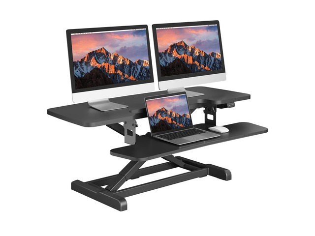 42' Electric Standing Desk Converter, Height Adjustable Riser for Office Home,Dual Monitor and Laptop Workstation with Large Keyboard Tray, Black...
