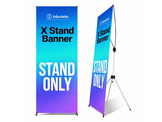 Adjustable X Banner Stand 24'x63' to 30'x72' 4 PACK,Reinforced One Piece Top Bar, Portable Aluminum X Frame Display with Carry Bag for Trade Shows...