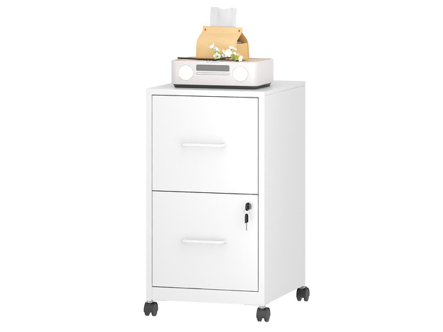 2-Drawer Mobile File Cabinet with Lock and Wheels Under Desk Vertical Filing Cabinets Steel Rolling Storage Cabinet for Home Office Letter Files,...
