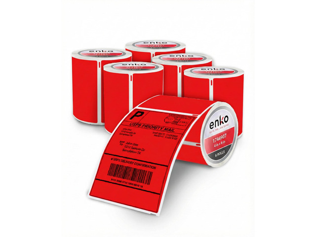 1744907 6 Rolls 1320 Red Direct Thermal Address Labels (4 x 6 in) 4x6 Shipping Labels Compatible with Dymo LabelWriter 4XL and Zebra Direct...