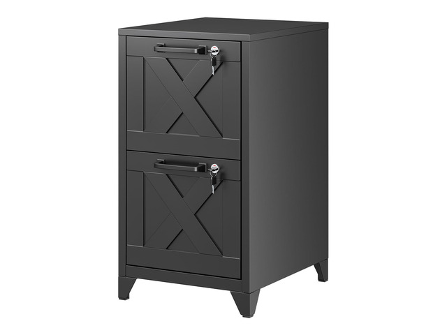 File Cabinet with Lock Vertical Filing Storage Cabinet Office Home Steel for Letter Size File Cabinet Locked,Assembly Required (Black, 2...